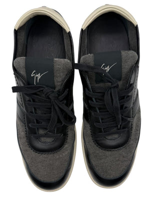 Giuseppe Zanotti Men's Sneakers Gray Canvas Black Leather Shoes EU 43 Italy Box