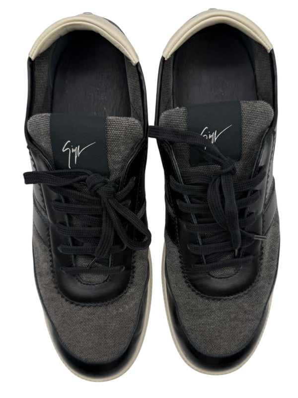 Giuseppe Zanotti Men's Sneakers Gray Canvas Black Leather Shoes EU 43 Italy Box