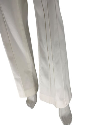 Philippe Adec White Tailored Wide-Leg Trousers – Size 14