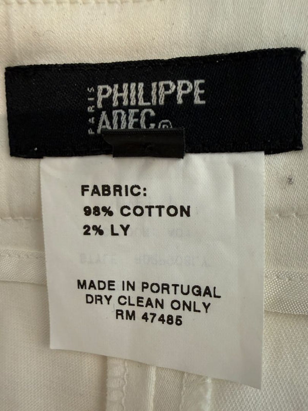 Philippe Adec White Tailored Wide-Leg Trousers – Size 14