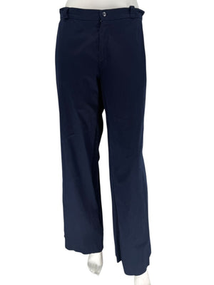 Philippe Adec Navy Wide-Leg Cotton Trousers – Size 12