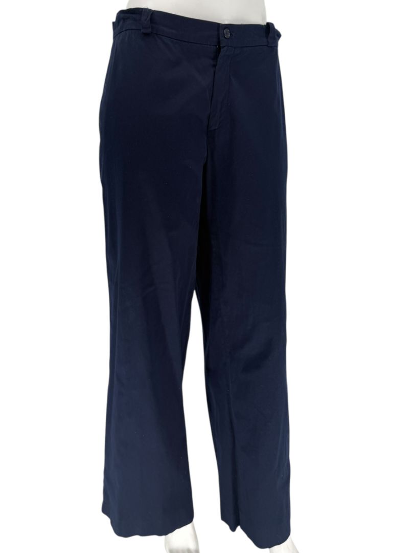 Philippe Adec Navy Wide-Leg Cotton Trousers – Size 12