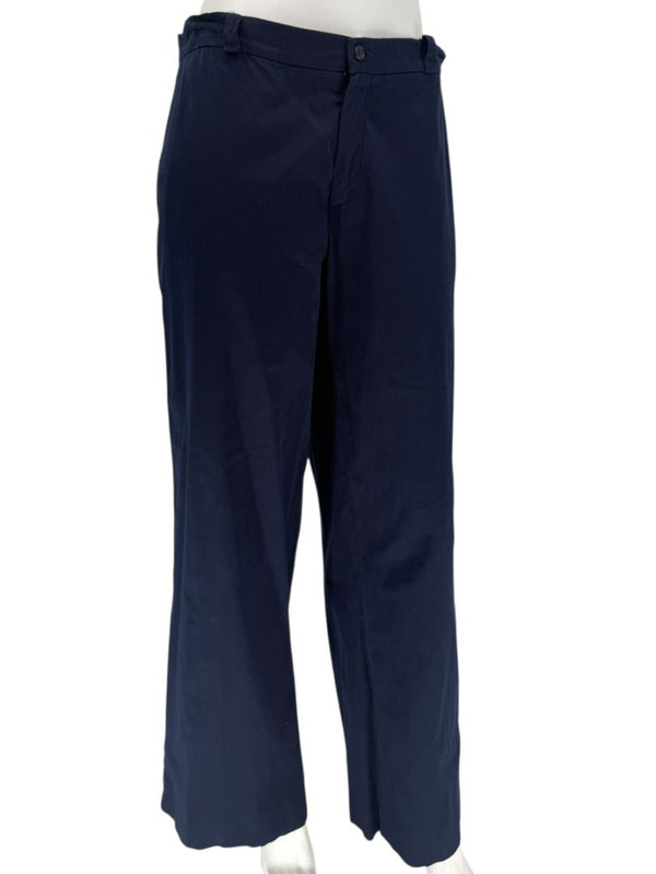 Philippe Adec Navy Wide-Leg Cotton Trousers – Size 12