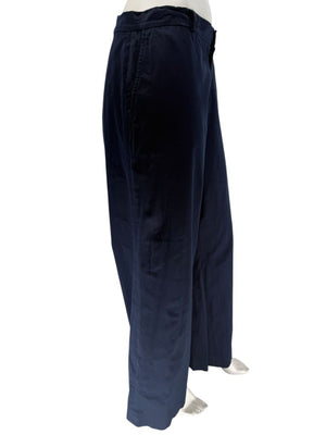 Philippe Adec Navy Wide-Leg Cotton Trousers – Size 12
