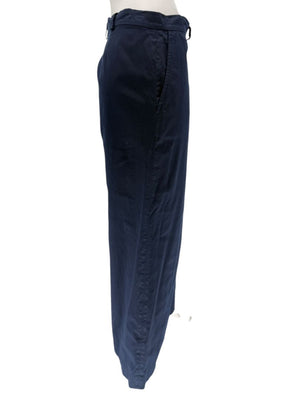 Philippe Adec Navy Wide-Leg Cotton Trousers – Size 12