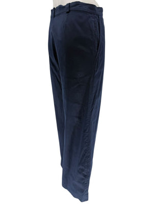 Philippe Adec Navy Wide-Leg Cotton Trousers – Size 12