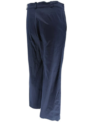 Philippe Adec Navy Wide-Leg Cotton Trousers – Size 12