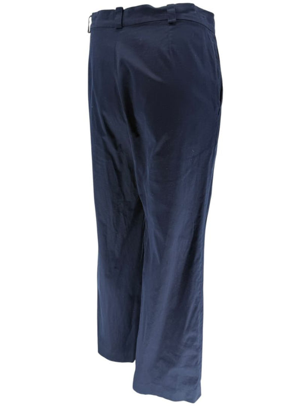 Philippe Adec Navy Wide-Leg Cotton Trousers – Size 12