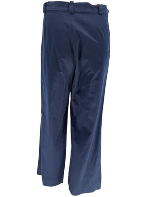 Philippe Adec Navy Wide-Leg Cotton Trousers – Size 12