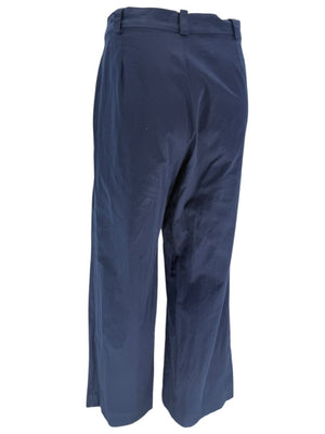 Philippe Adec Navy Wide-Leg Cotton Trousers – Size 12