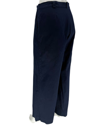 Philippe Adec Navy Wide-Leg Cotton Trousers – Size 12
