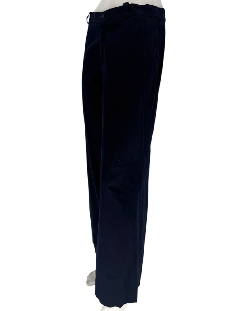 Philippe Adec Navy Wide-Leg Cotton Trousers – Size 12
