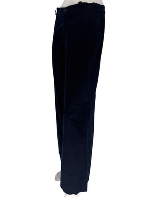 Philippe Adec Navy Wide-Leg Cotton Trousers – Size 12