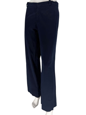 Philippe Adec Navy Wide-Leg Cotton Trousers – Size 12