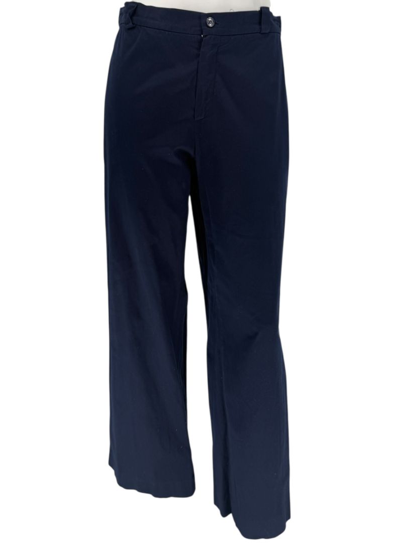 Rena Lange Navy Wide-Leg Wool Blend Trousers – Size US 12