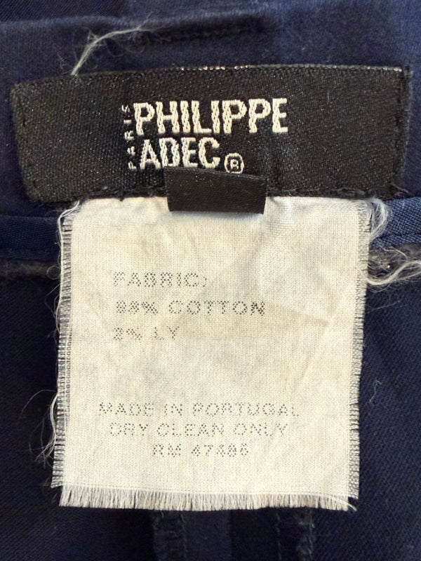 Philippe Adec Navy Wide-Leg Cotton Trousers – Size 12