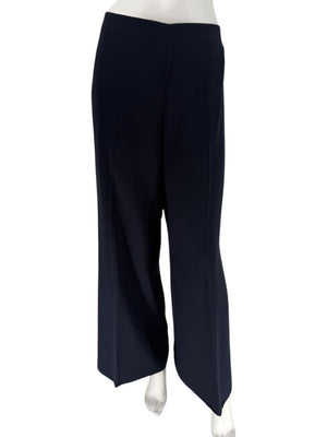 Rena Lange Navy Wide-Leg Wool Blend Trousers – Size US 12