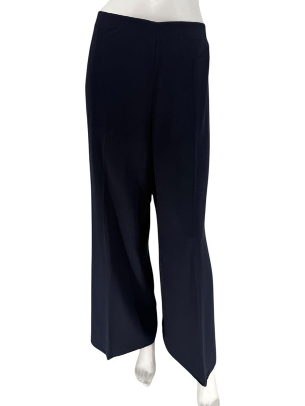 Rena Lange Navy Wide-Leg Wool Blend Trousers – Size US 12