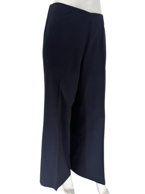 Rena Lange Navy Wide-Leg Wool Blend Trousers – Size US 12