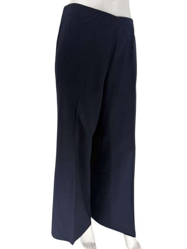 Rena Lange Navy Wide-Leg Wool Blend Trousers – Size US 12