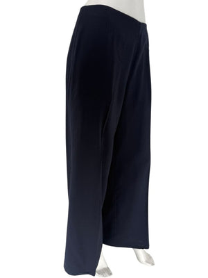 Rena Lange Navy Wide-Leg Wool Blend Trousers – Size US 12