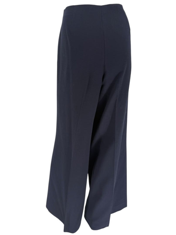 Rena Lange Navy Wide-Leg Wool Blend Trousers – Size US 12
