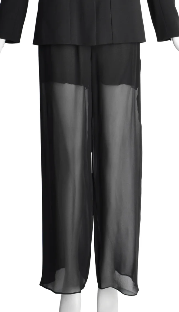 Chanel 02P NWT Black Sheer Mesh Wide-Leg Pants – Size 44