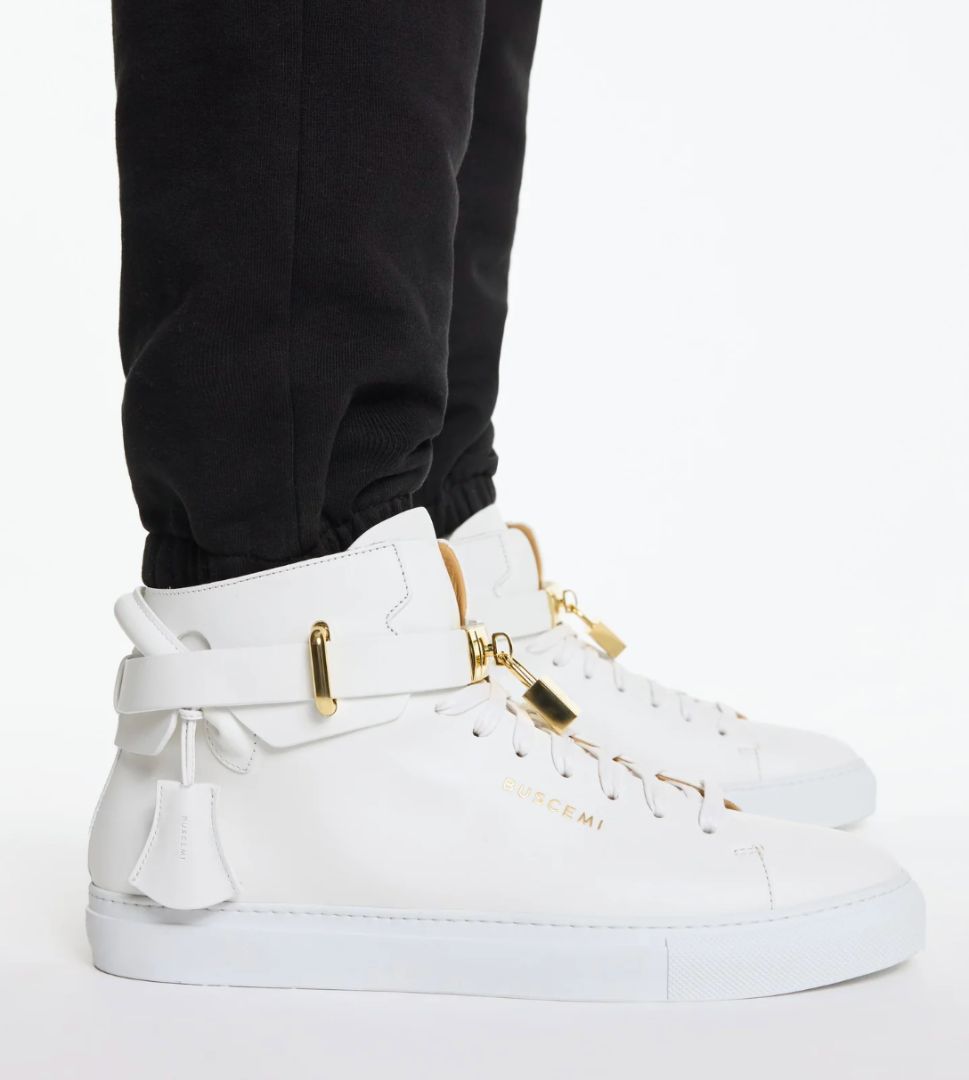 Buscemi 100MM White Leather High-Top Sneakers – Men’s Size 41