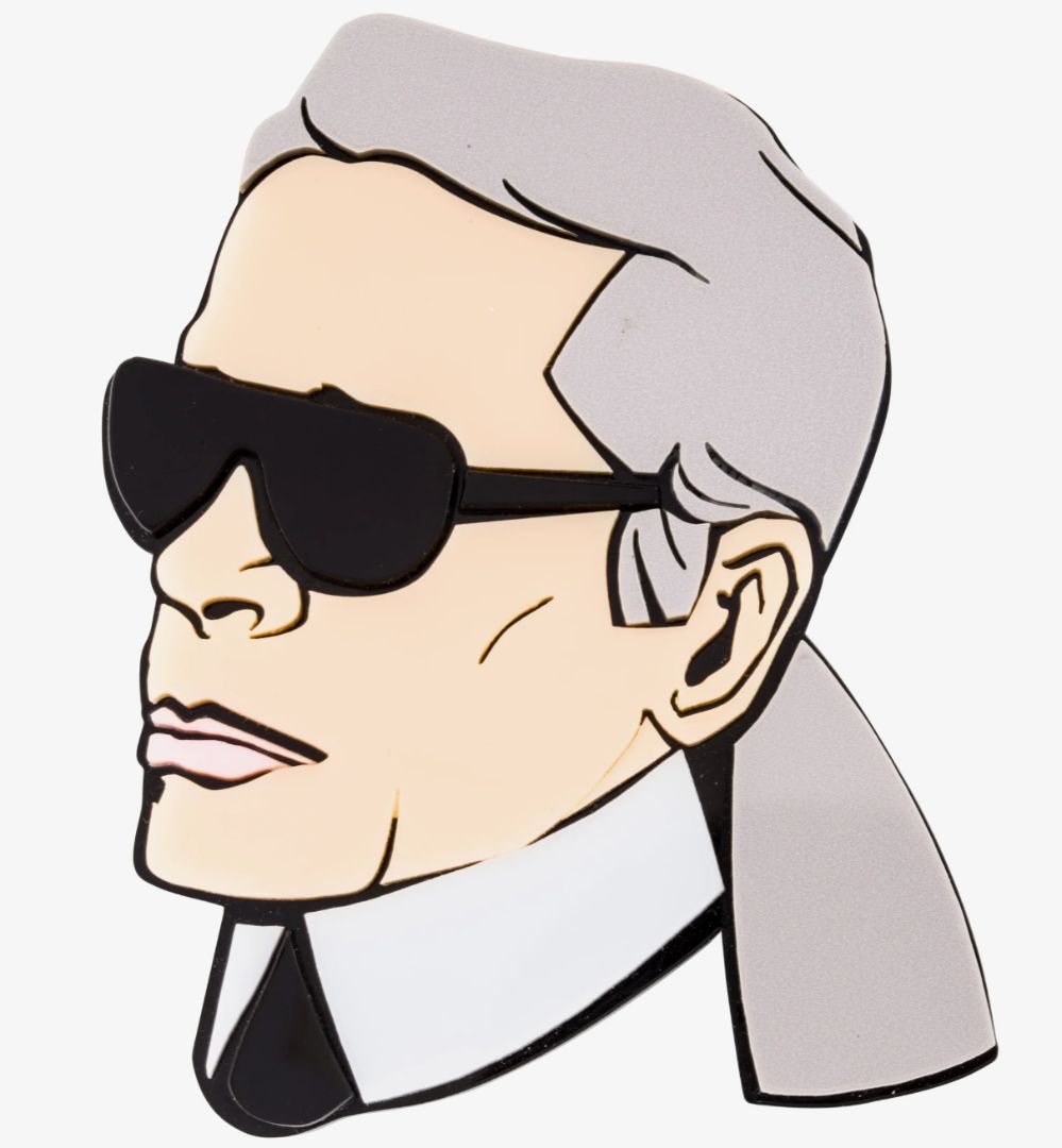 Yazbukey x Karl Lagerfeld Plexiglass Portrait Brooch Colette Paris Collectible