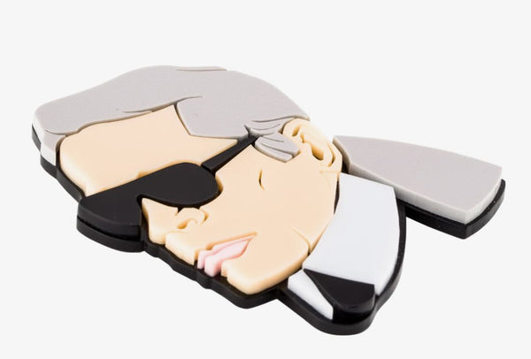 Yazbukey x Karl Lagerfeld Plexiglass Portrait Brooch Colette Paris Collectible