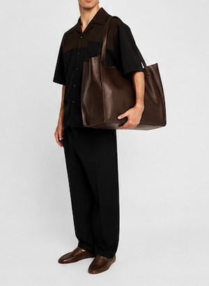 Giuseppe Zanotti Men's Oversized Leather Travel Tote Bag – Dark Brown | Made in Italy