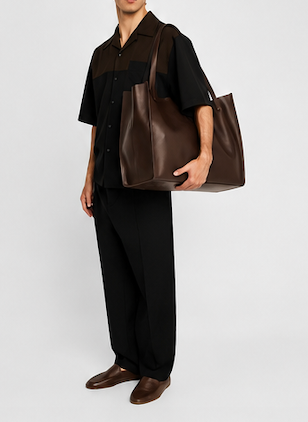 Giuseppe Zanotti Men's Oversized Leather Travel Tote Bag – Dark Brown | Made in Italy