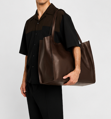 Giuseppe Zanotti Men's Oversized Leather Travel Tote Bag – Dark Brown | Made in Italy