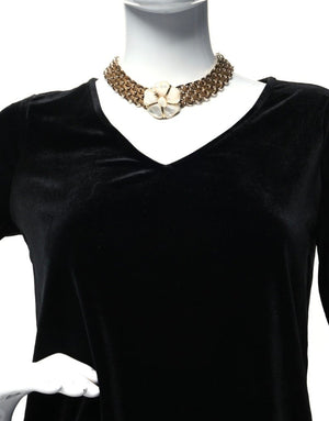 Chanel Mother Of Pearl Camellia Gold Choker/Necklace