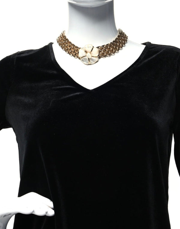 Chanel Mother Of Pearl Camellia Gold Choker/Necklace