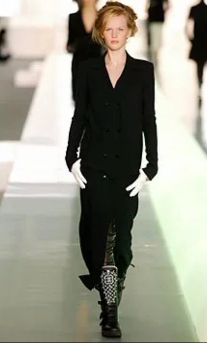 Chanel Black Leather CC Plaque Biker Boots – Runway Winter 2003 – Size EU 40