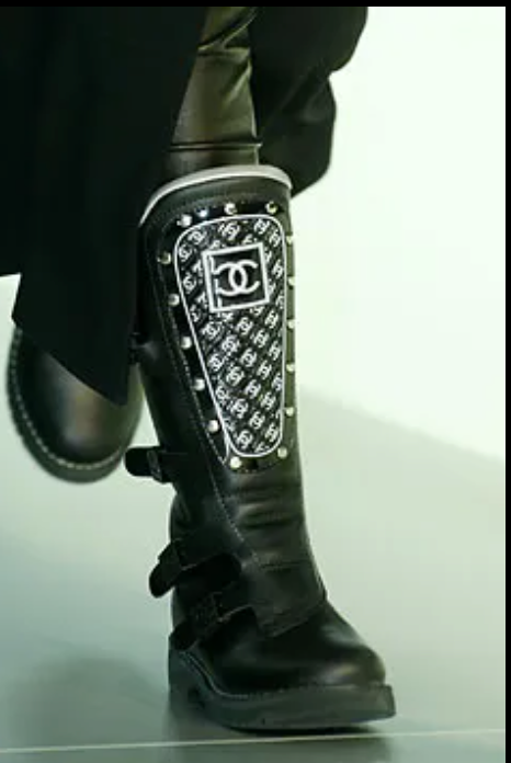 Chanel Black Leather CC Plaque Biker Boots – Runway Winter 2003 – Size EU 40