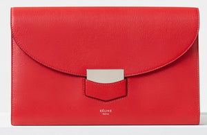 Celine Grained Calfskin Trotteur Clutch in Red