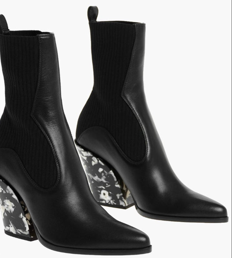 Jimmy Choo Western Style Tortoiseshell Effect Heel Booties - Size 37.5