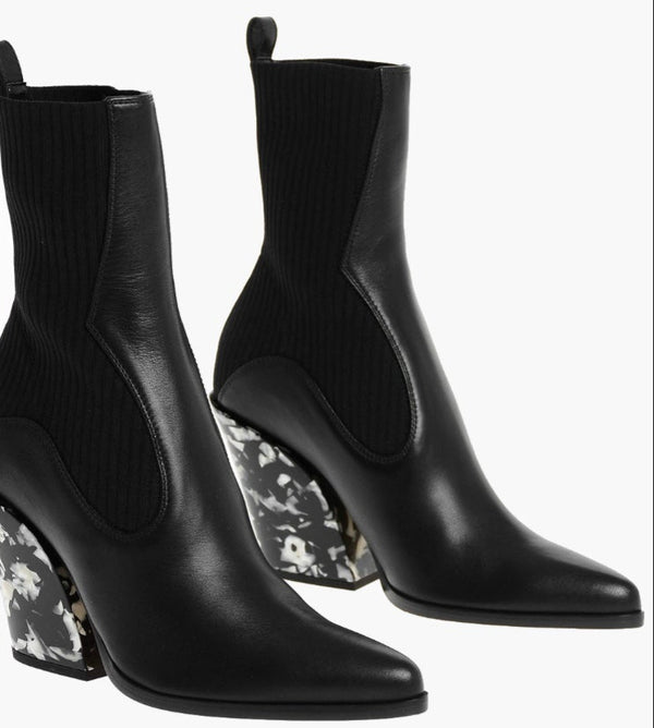 Jimmy Choo Western Style Tortoiseshell Effect Heel Booties - Size 37.5