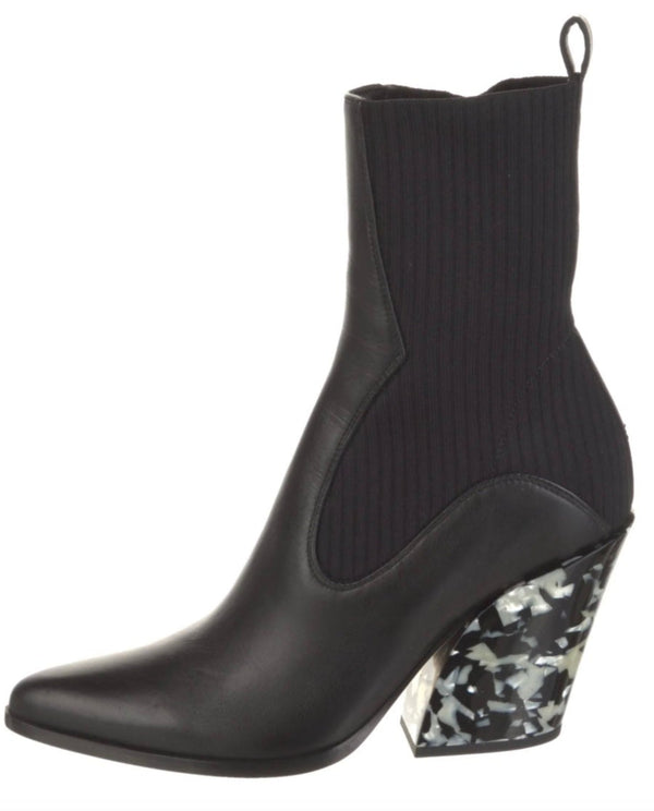 Jimmy Choo Western Style Tortoiseshell Effect Heel Booties - Size 37.5