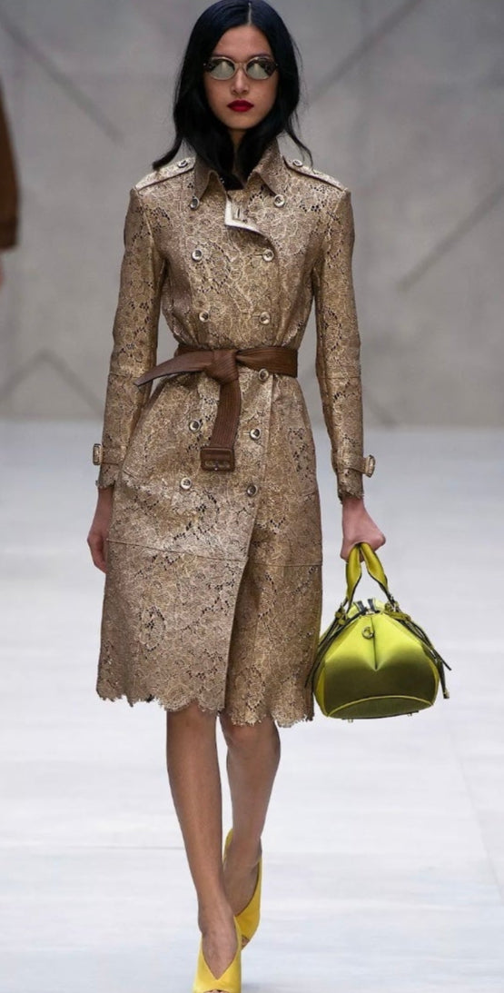 BURBERRY Prorsum Laser Cut Goat Leather Trench Size Small