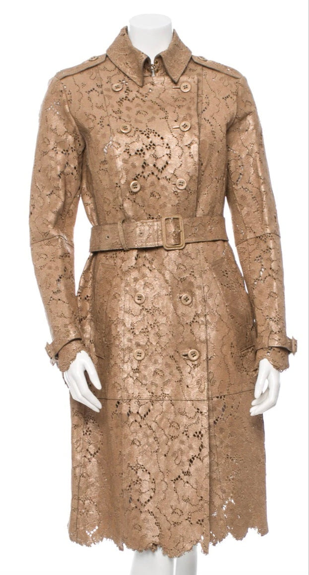 BURBERRY Prorsum Laser Cut Goat Leather Trench Size Small