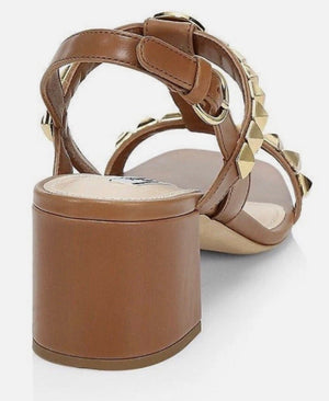 PRADA Cognac Brown Jeweled Stones Studded Sandal - Sz 39
