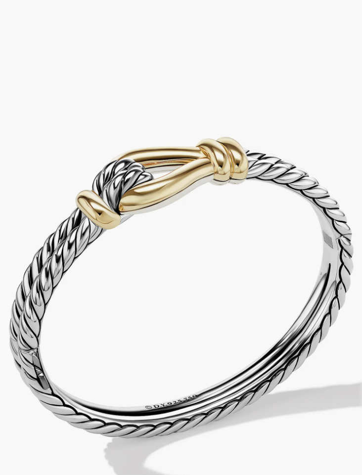 David Yurman 16mm  BRAND NEW Thoroughbred Loop Cuff Bracelet in Silver & 18k Gold