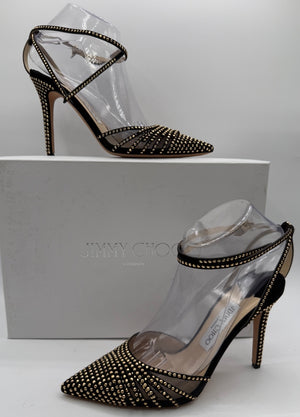 Jimmy Choo Black Studded Mesh Pumps – Size 37 – Excellent Preowned Condition (Worn Once)