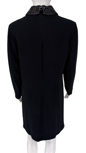 Christian Dior Navy Dress with embellished collar - Size 40/US 10
