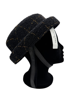 Chanel F/W 2016 Black/Gold Tweed Hat - NEW IN BOX w/Tags