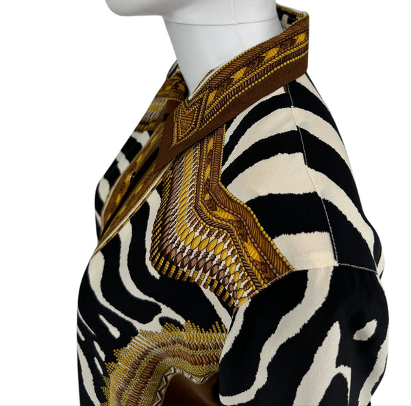 Escada Zebra Print Silk Blouse - Size 38