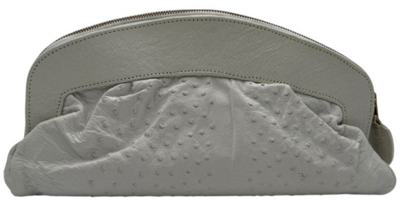 Diego Rocha White Ostrich Leather Clutch – Very Good Preowned Condition
